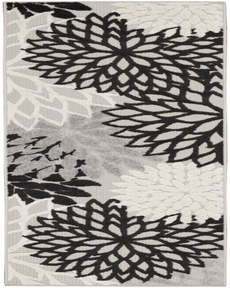 Aloha ALH05 Black/White Outdoor Rug, 2'3" x 8' 