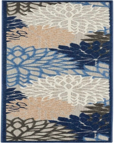 Aloha ALH05 Blue Multicolor Outdoor Rug, 2'3" x 12' 