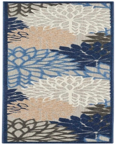 Aloha ALH05 Blue Multicolor Outdoor Rug, 2'3" x 8' 