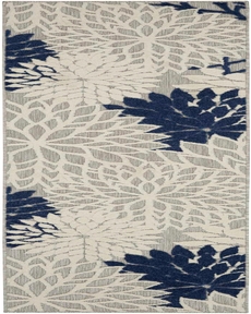 Aloha ALH05 Ivory/Navy Outdoor Rug, 2'3" x 8' 