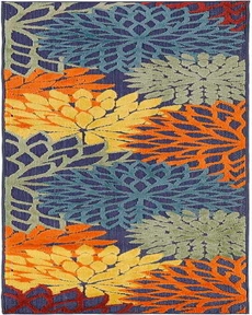 Aloha ALH05 Navy Multicolor 2'3" x 8' Area Rug