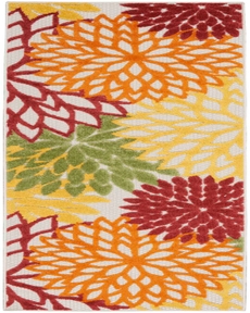 Aloha ALH05 Red Multicolored Outdoor Rug, 2' x 6' 