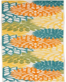 Aloha ALH05 Turquoise Multicolor Outdoor Rug, 2'3" x 10' 