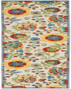 Aloha ALH17 Ivory/Multi Outdoor Rug, 2' x 6' 