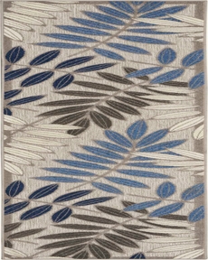 Aloha ALH18 Grey/Blue Outdoor Rug, 2'3" x 10' 