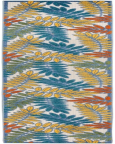 Aloha ALH18 Ivory/Multi Outdoor Rug, 2'3" x 12' 