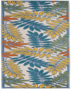Aloha ALH18 Ivory/Multi Outdoor Rug, 2'3" x 8' 