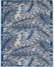 Aloha ALH18 Ivory/Navy Outdoor Rug, 2'3" x 8' 