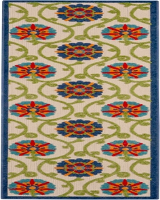 Aloha ALH19 Blue/Multicolor Outdoor Rug, 2' x 6' 