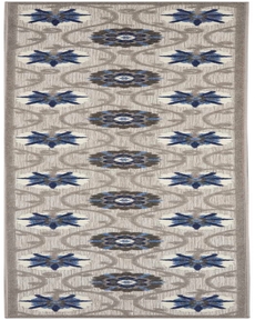 Aloha ALH19 Grey/Blue Outdoor Rug, 2'3" x 12' 