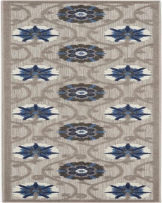 Aloha ALH19 Grey/Blue Outdoor Rug, 2'3" x 8' 