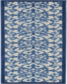 Aloha ALH21 Grey/Blue Outdoor Rug, 2'3" x 10' 