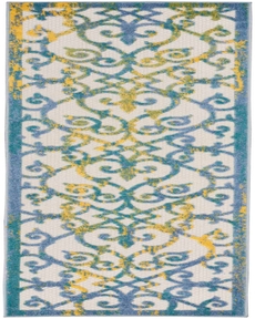 Aloha ALH21 Ivory/Blue Outdoor Rug, 2'3" x 8' 