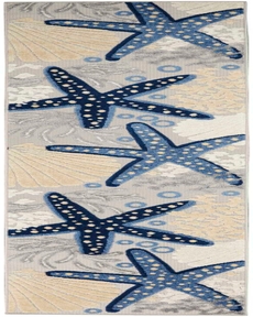 Aloha ALH24 Blue/Grey Outdoor Rug, 2'3" x 10' 