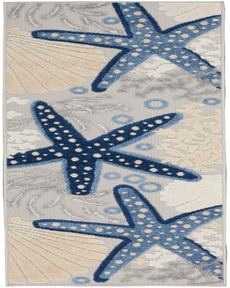 Aloha ALH24 Blue/Grey Outdoor Rug, 2'3" x 8' 