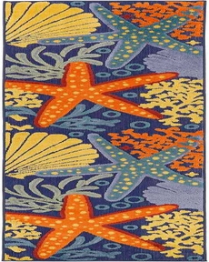 Aloha ALH24 Navy Multicolor 2'3" x 8' Area Rug