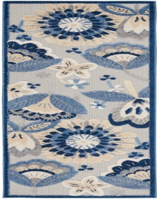 Aloha ALH25 Blue/Grey Outdoor Rug, 2'3" x 8' 
