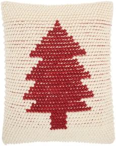 HOME FOR THE HOLIDAY DC569 IVORY RED 20" x 20" THROW PILLOW