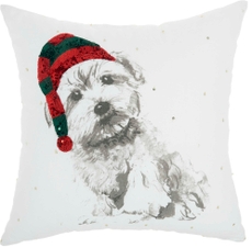 HOME FOR THE HOLIDAY JB029 WHITE 18" x 18" THROW PILLOW