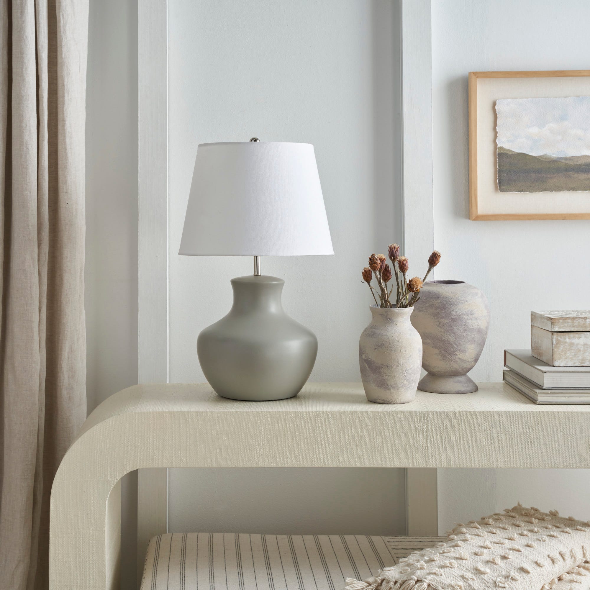 18 IET06 Grey Ceramic Table Lamp