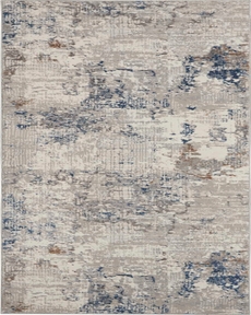 Nourison Home Royal Terrace KI42 White Blue Rug, 2'2" x 7'6"