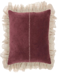 Lifestyle GE903 Burgundy Cotton Velvet 22" X 22" Throw Pillow