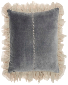 Lifestyle GE903 Dark Grey Cotton Velvet 22" X 22" Throw Pillow