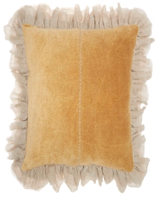 Lifestyle GE903 Yellow Cotton Velvet 22" X 22" Throw Pillow