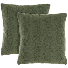 Lifestyle RC586 Green 18" X 18" Set Of 2 Throw Pillows
