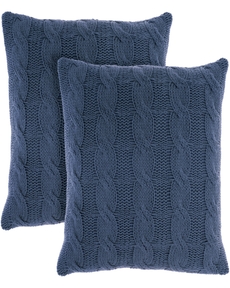 Lifestyle RC586 Navy 18" X 18" Set Of 2 Throw Pillows