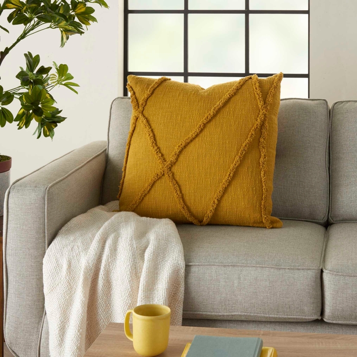Life Styles Sh018 Mustard 24 X 24 Throw Pillow