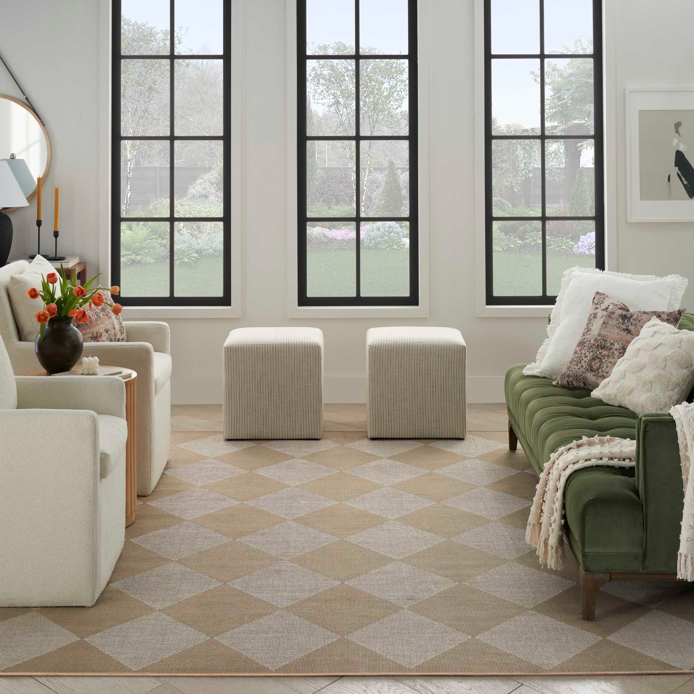 Washable Modern Jute Natural Ivory Indoor only Geometric Rug MDJ01 Nourison Home