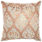 NATURAL LEATHER HIDE PN887 ROSE GOLD 18" x 18" THROW PILLOW