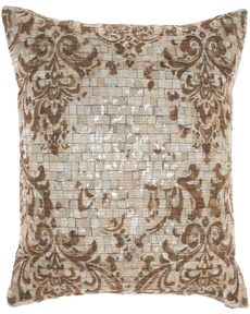 NATURAL LEATHER HIDE S0101 WHITE/SILVER 20" X 20" THROW PILLOW