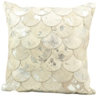 NATURAL LEATHER HIDE S1203 WHITE/SILVER 20" x 20" THROW PILLOW