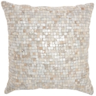 NATURAL LEATHER HIDE S2186 WHITE/SILVER 20" x 20" THROW PILLOW