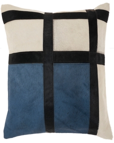 NATURAL LEATHER HIDE S2299 NAVY/WHITE 20" X 20" THROW PILLOW