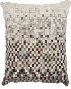 NATURAL LEATHER HIDE S4288 GREY 20" x 20" THROW PILLOW