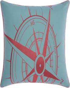 OUTDOOR PILLOWS L1523 AQUA/CORAL 20" x 20" THROW PILLOW