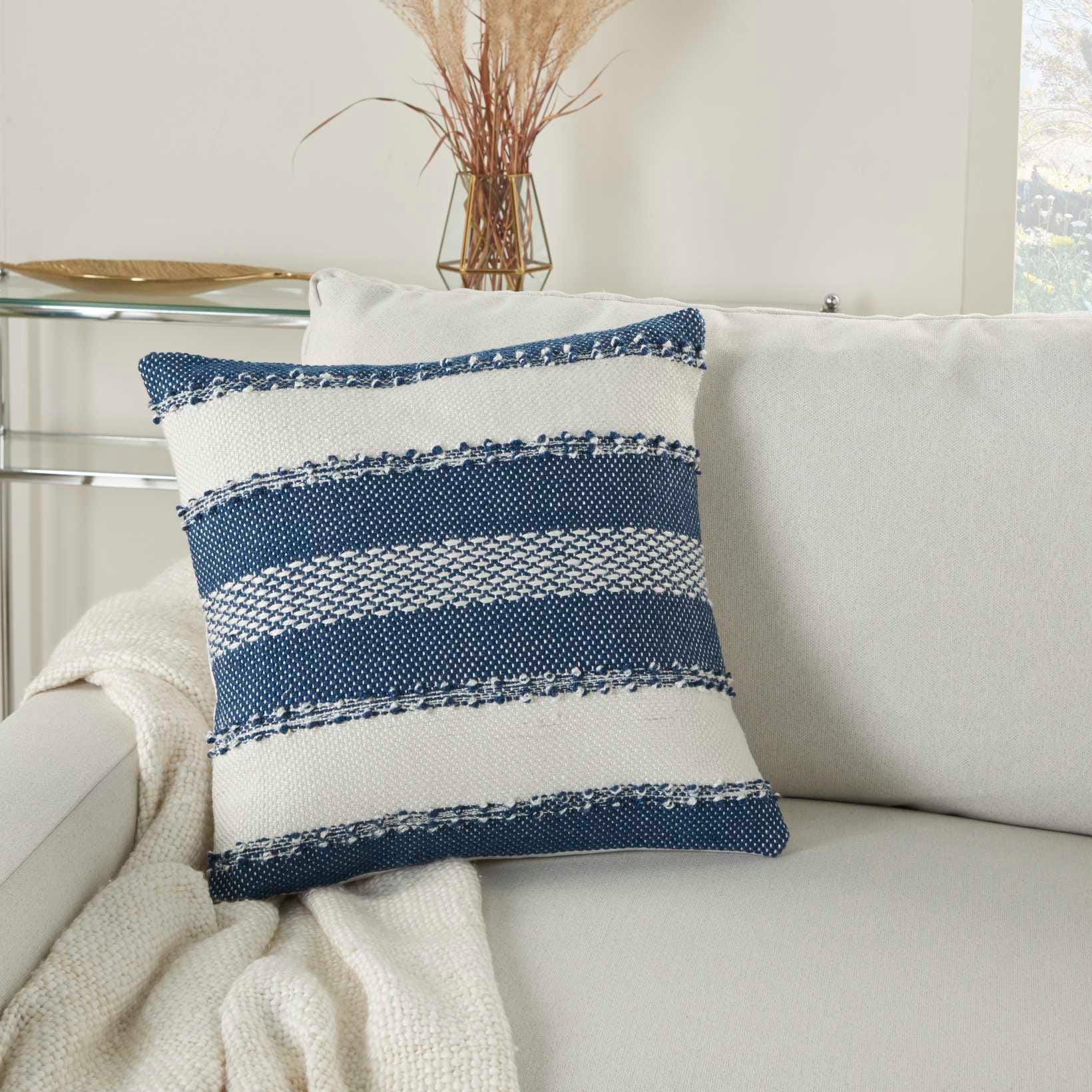 Navy and white outdoor pillows clearance