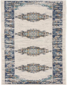 Passion PSN03 Ivory/Grey/Blue 2'2" x 10' Area Rug