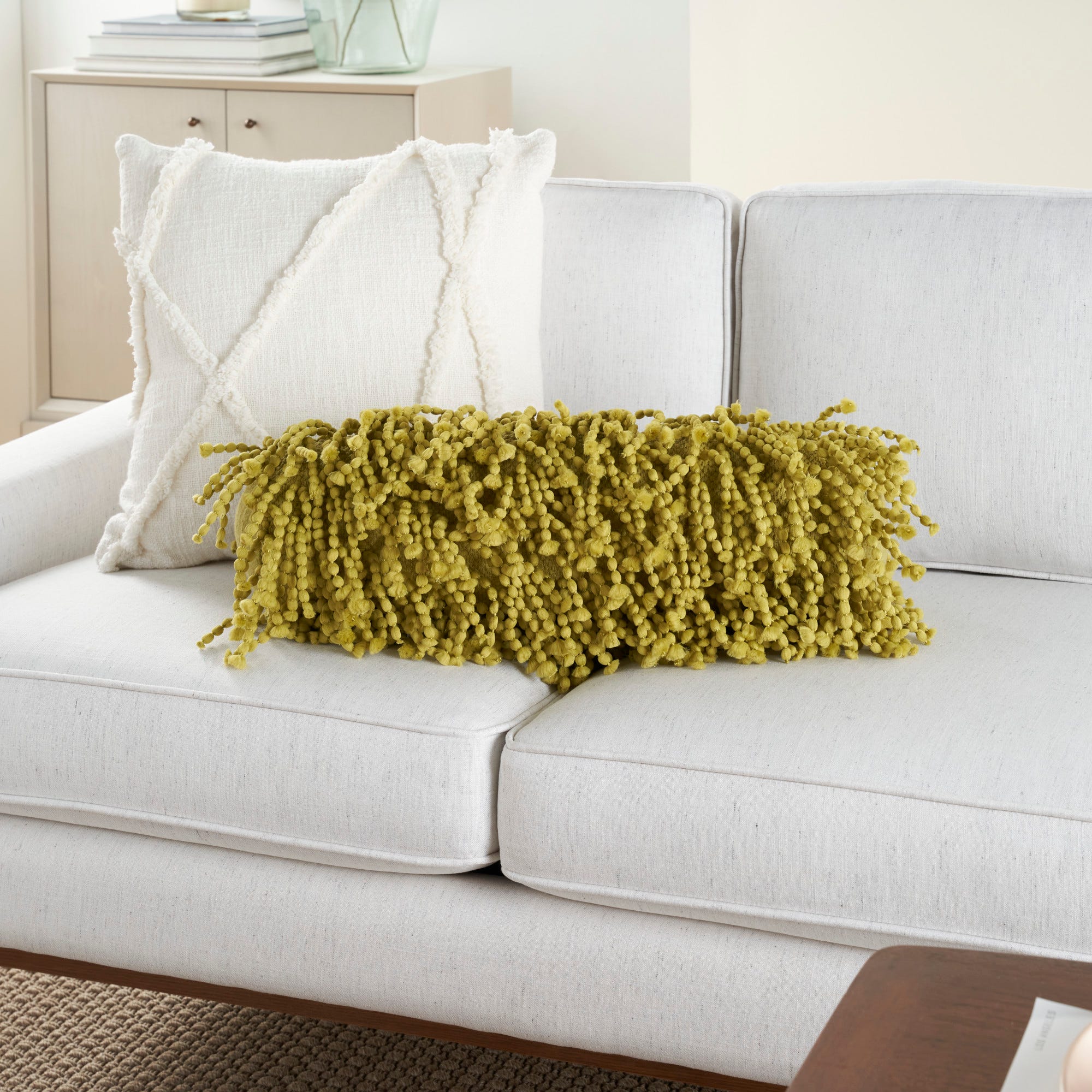 Yellow shag pillow outlet