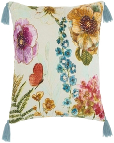 SOFIA AZ185 MULTICOLOR COTTON VELVET 18" x 18" THROW PILLOW
