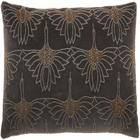 SOFIA AZ534 DARK GREY COTTON VELVET 12" x 20" THROW PILLOW