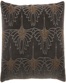 SOFIA AZ534 DARK GREY COTTON VELVET 12" x 20" THROW PILLOW