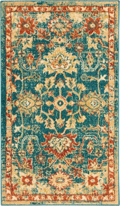 Traditional Vintage Trv02 Teal Blue 3, Teal Blue And Brown Area Rugs