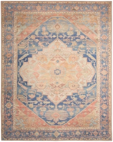 Vintage Washables VWS13 Blue Coral Area Rug