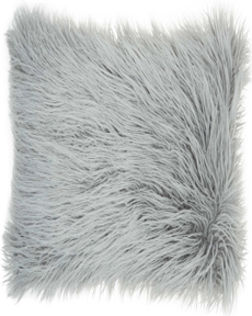 FAUX FUR BJ101 LIGHT GREY 14" x 24" LUMBAR PILLOW