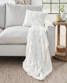 FAUX  FUR SN107 IVORY/SILVER 50" X 60" THROW