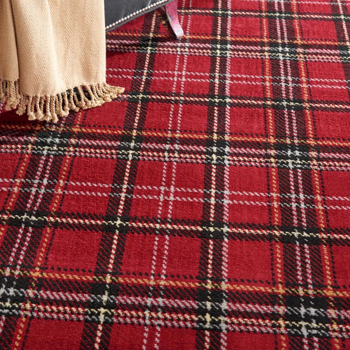 Grafix Contemporary Plaid Red Rug, GRF03 | Nourison Home